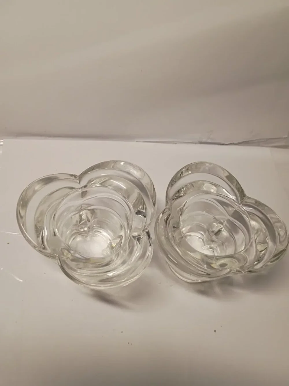 Borgonovo VTG 1950-1970 Set 2 Italian Glass Crystal Tealight Candle Holders - Picture 4 of 6